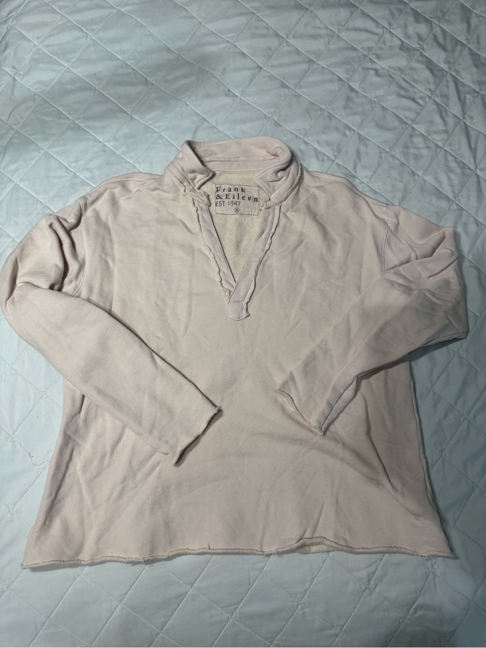 Frank & Eileen Pale Pink V-Neck Cotton-Blend Pullover